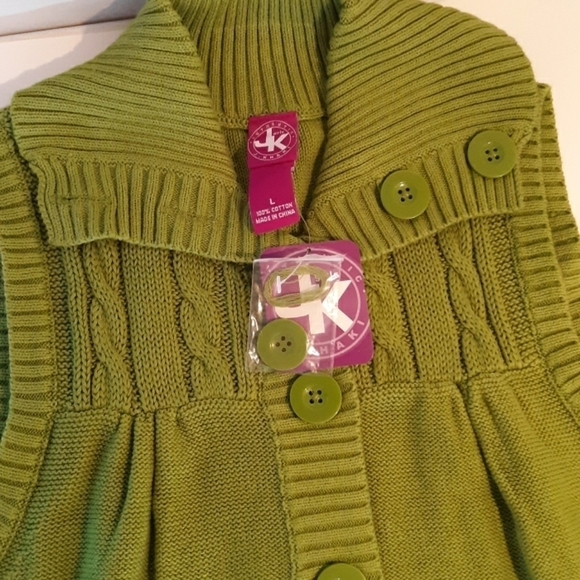 J.Khaki green girls large cardigan sweater - Picture 3 of 3